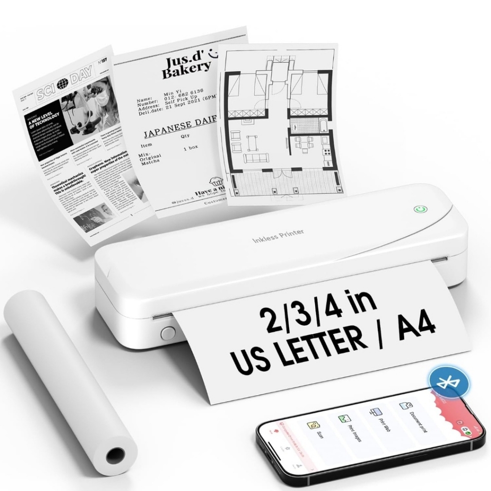 M833 Inkless Thermal Printer Support 8.5''  ISO, Android & laptop 2024